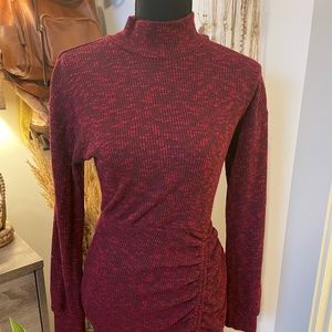 Mock Neck Thigh Tie Sweater Dress